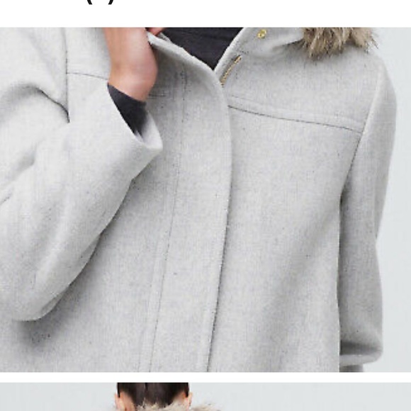 J. CREW $268 GRAY WOOL BLEND FAUX FUR TRIM VAIL PARKA SZ 0 - Picture 2 of 8